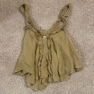 Zara Olive Ruffled Camisole